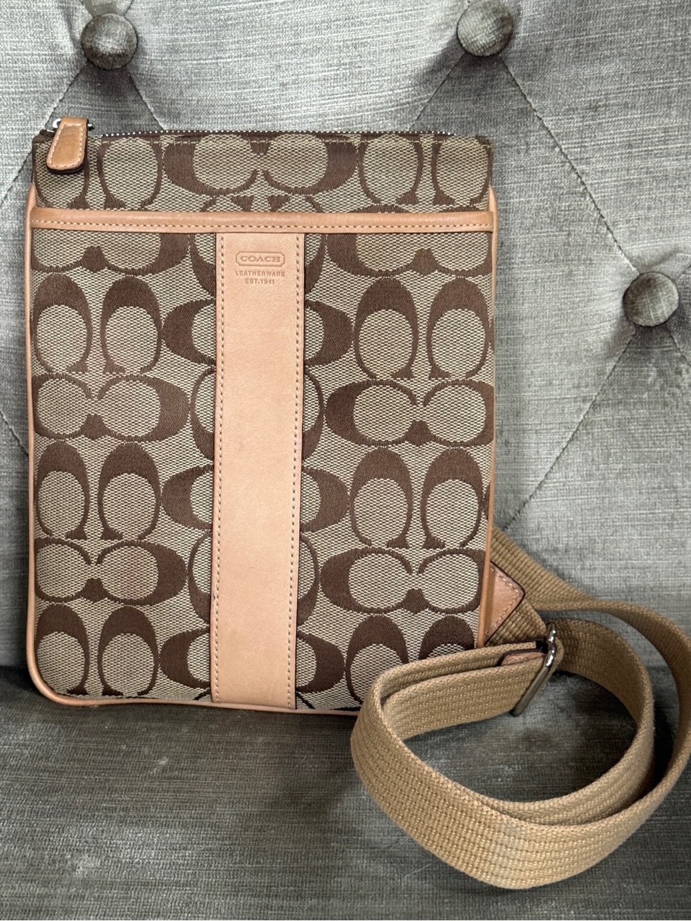 VTG COACH Heritage Stripe Signature Jacquard Swingpack Crossbody Orange Lining